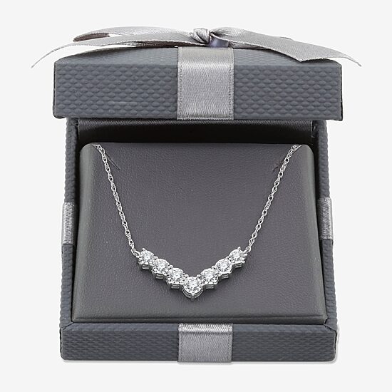 Womens 1/2 CT. T.W. Lab Grown White Diamond Sterling Silver 16 1/2 Inch Pendant Necklace