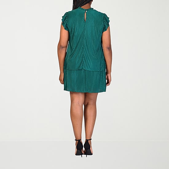 24seven Comfort Apparel Womens Plus Round Neck Short Sleeve A-Line Dress