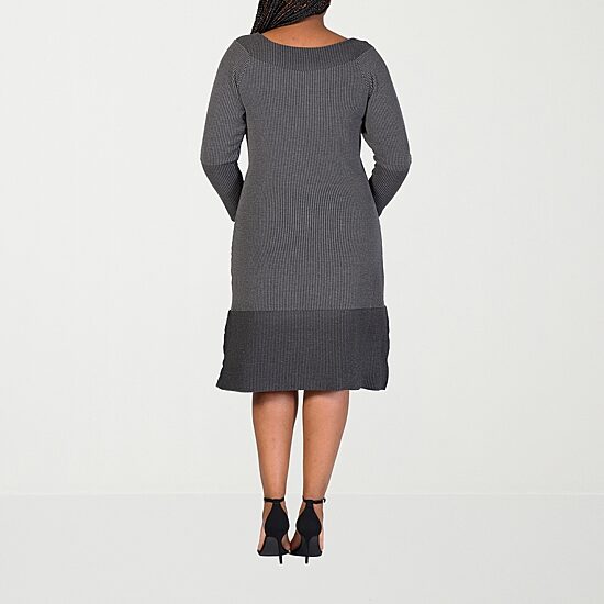 24seven Comfort Apparel Womens Plus Long Sleeve Sweater Dress