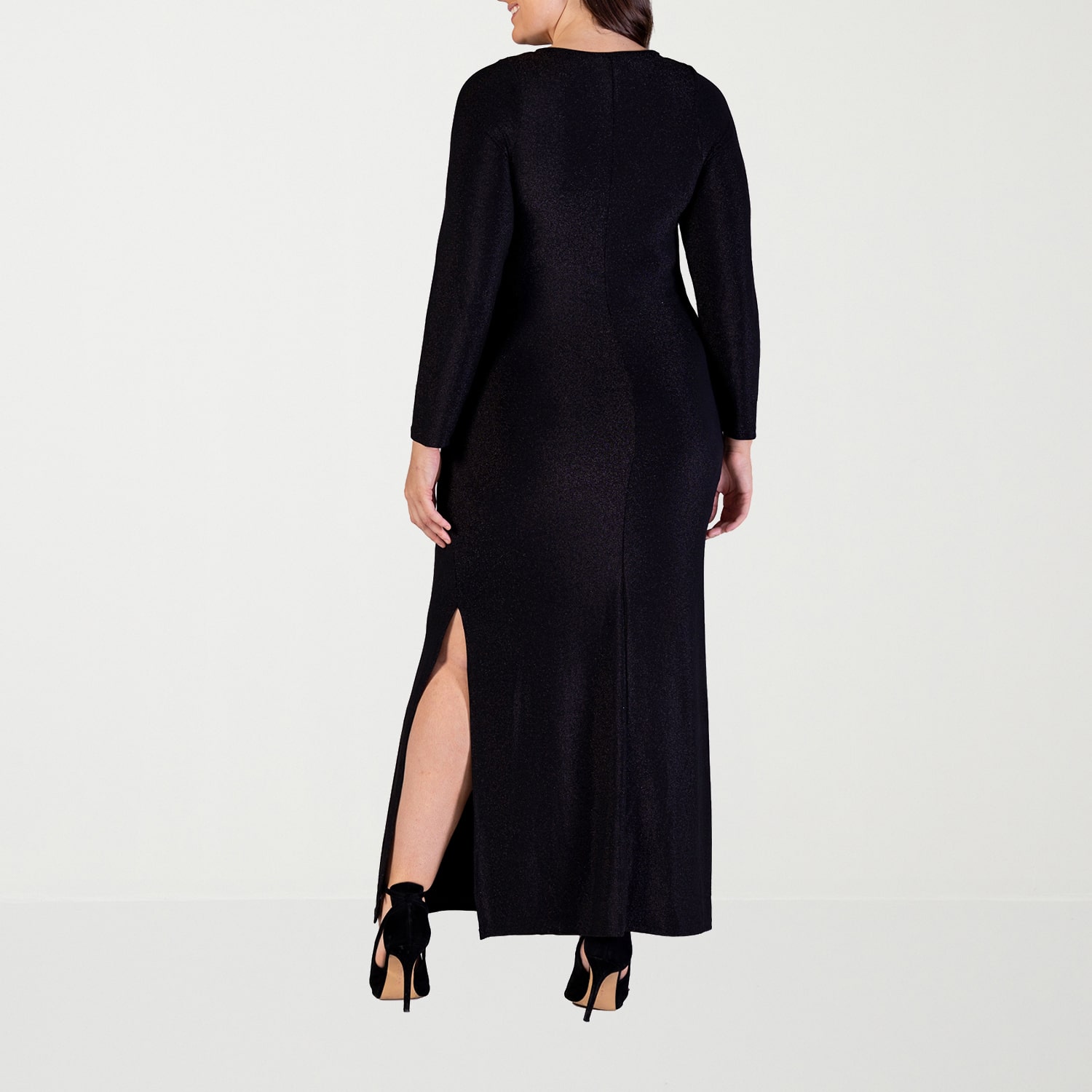 24seven Comfort Apparel Womens Plus Crew Neck Long Sleeve Maxi Dress