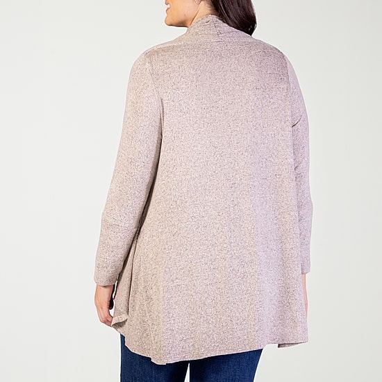 24seven Comfort Apparel Womens Long Sleeve Open Front Plus Cardigan