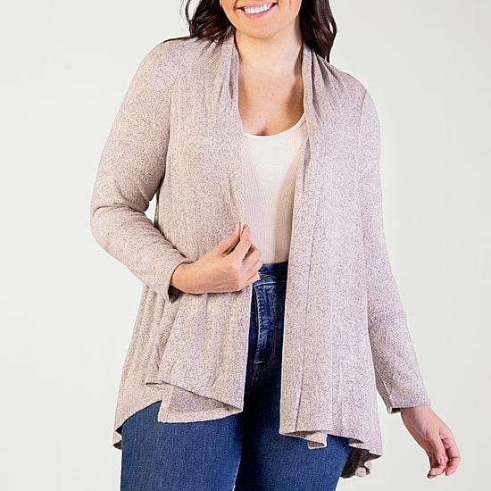 24seven Comfort Apparel Womens Long Sleeve Open Front Plus Cardigan