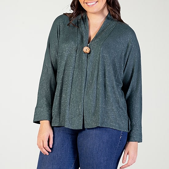 24seven Comfort Apparel Womens V Neck Long Sleeve Button Plus Cardigan