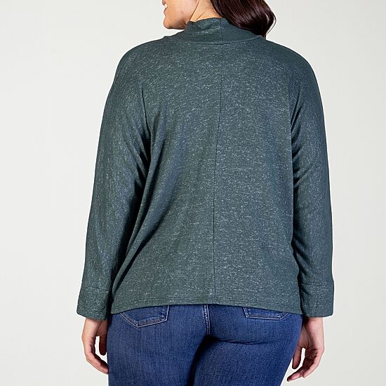 24seven Comfort Apparel Womens V Neck Long Sleeve Button Plus Cardigan