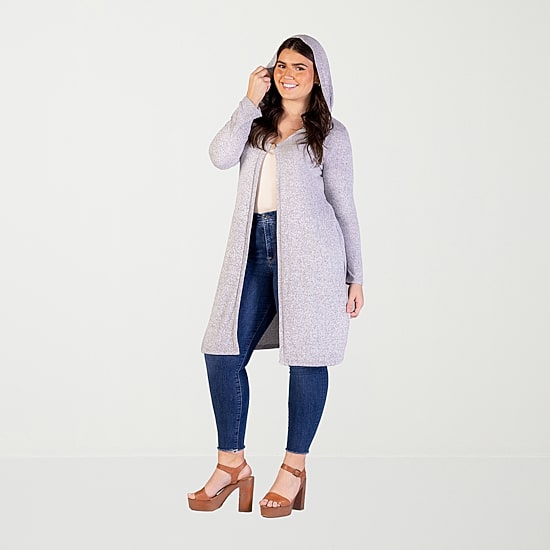 24seven Comfort Apparel Womens Long Sleeve Plus Cardigan