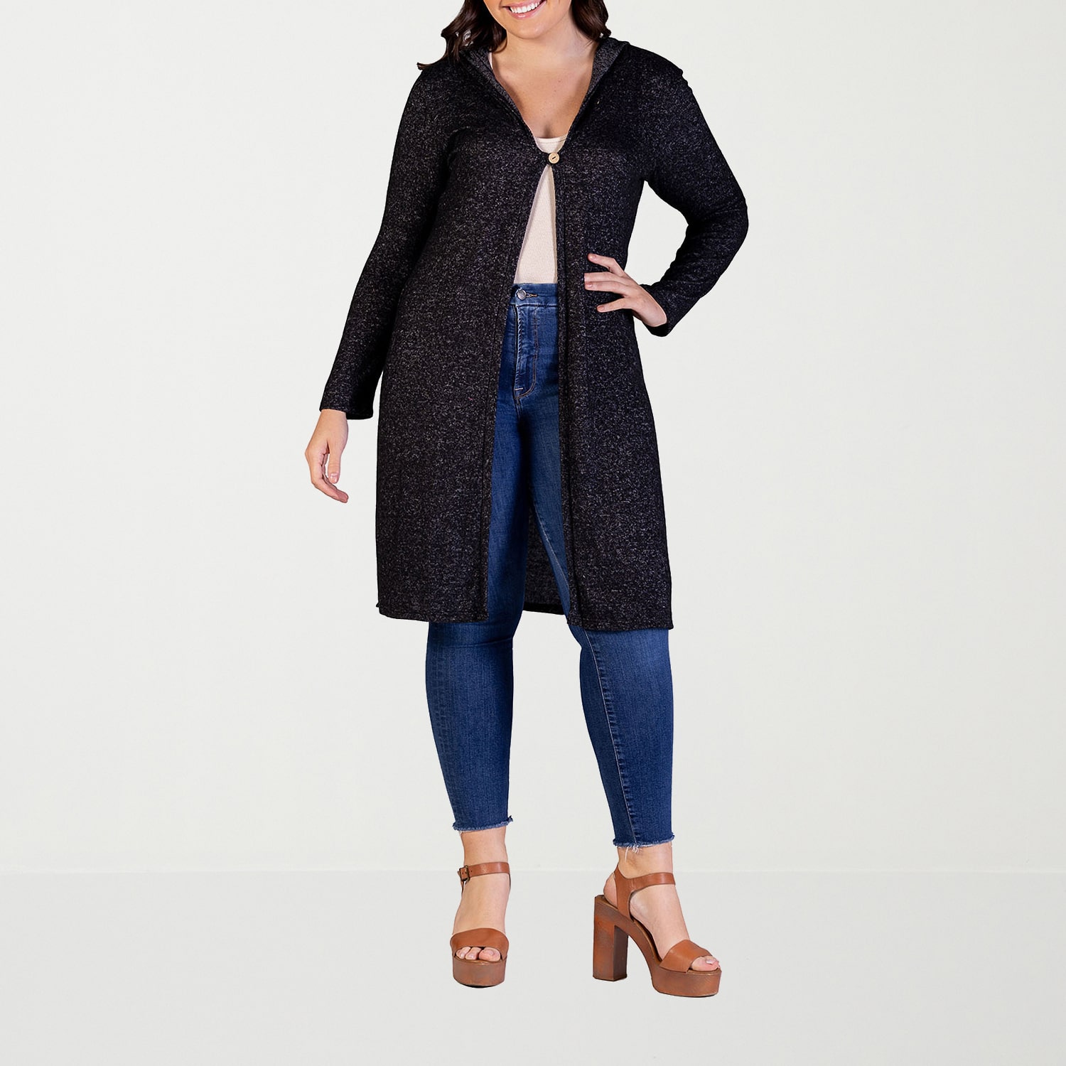 24seven Comfort Apparel Womens Long Sleeve Plus Cardigan