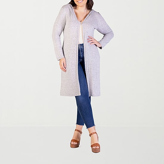 24seven Comfort Apparel Womens Long Sleeve Plus Cardigan