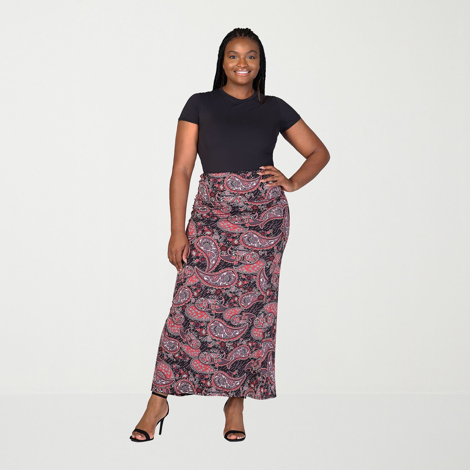 24seven Comfort Apparel Womens Plus Maxi Skirt