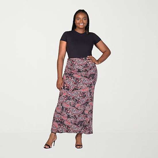 24seven Comfort Apparel Womens Plus Maxi Skirt