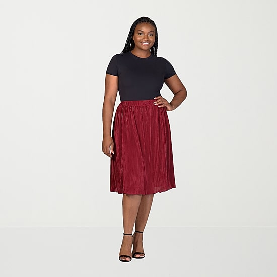 24seven Comfort Apparel Womens Plus Midi A-Line Skirt