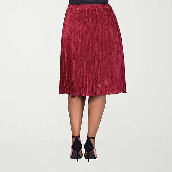24seven Comfort Apparel Womens Plus Midi A-Line Skirt