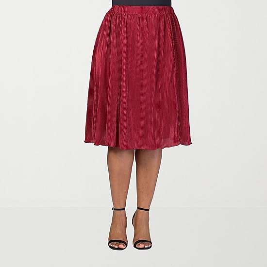 24seven Comfort Apparel Womens Plus Midi A-Line Skirt