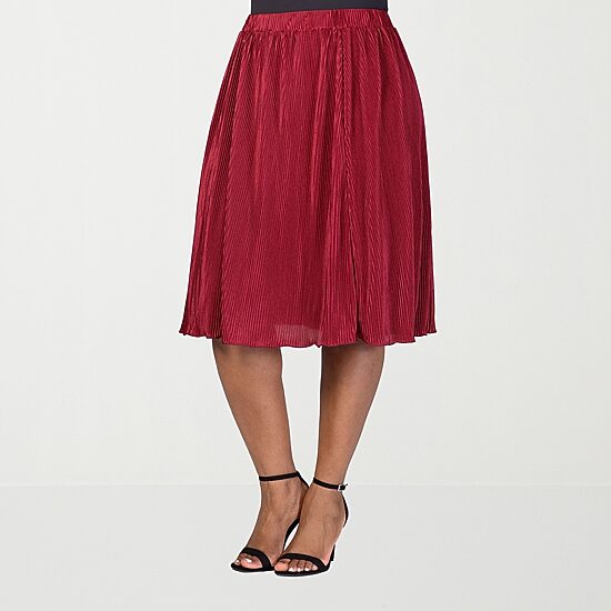 24seven Comfort Apparel Womens Plus Midi A-Line Skirt