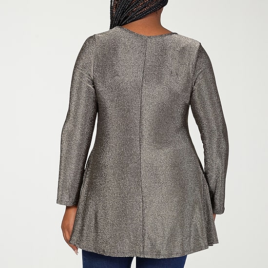24seven Comfort Apparel Plus Womens Scoop Neck Long Sleeve Tunic Top