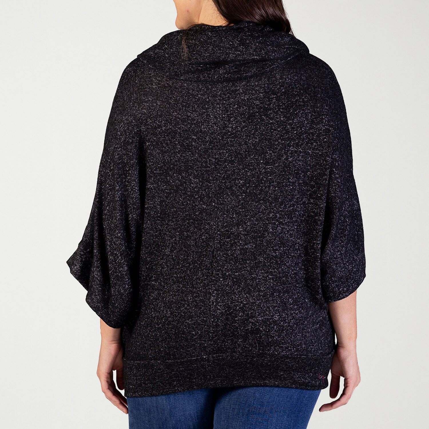 24seven Comfort Apparel Womens Plus Cowl Neck Elbow Sleeve Blouse