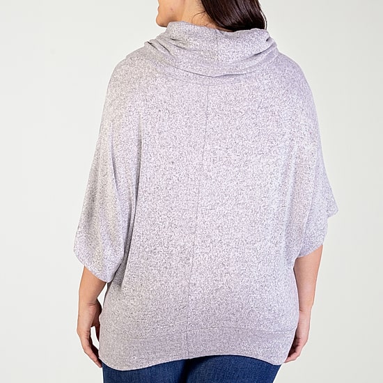 24seven Comfort Apparel Womens Plus Cowl Neck Elbow Sleeve Blouse