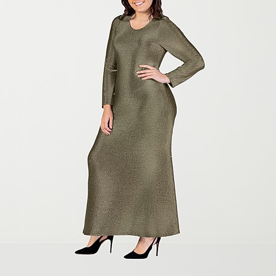 24seven Comfort Apparel Womens Plus Scoop Neck Long Sleeve Maxi Dress