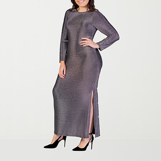 24seven Comfort Apparel Womens Plus Crew Neck Long Sleeve Maxi Dress