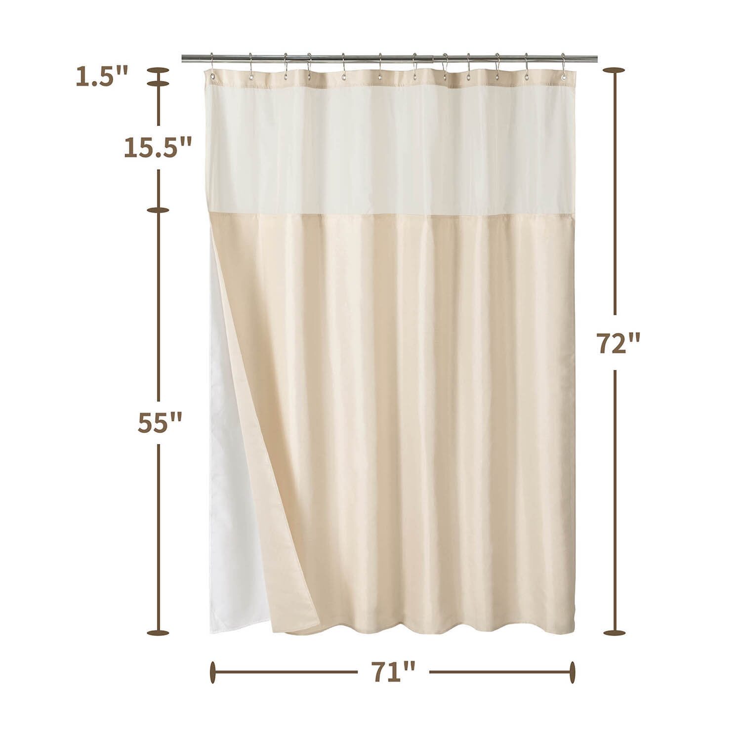 Awesome Home™ Waterproof  Poly Snap Liner Shower Curtain Set