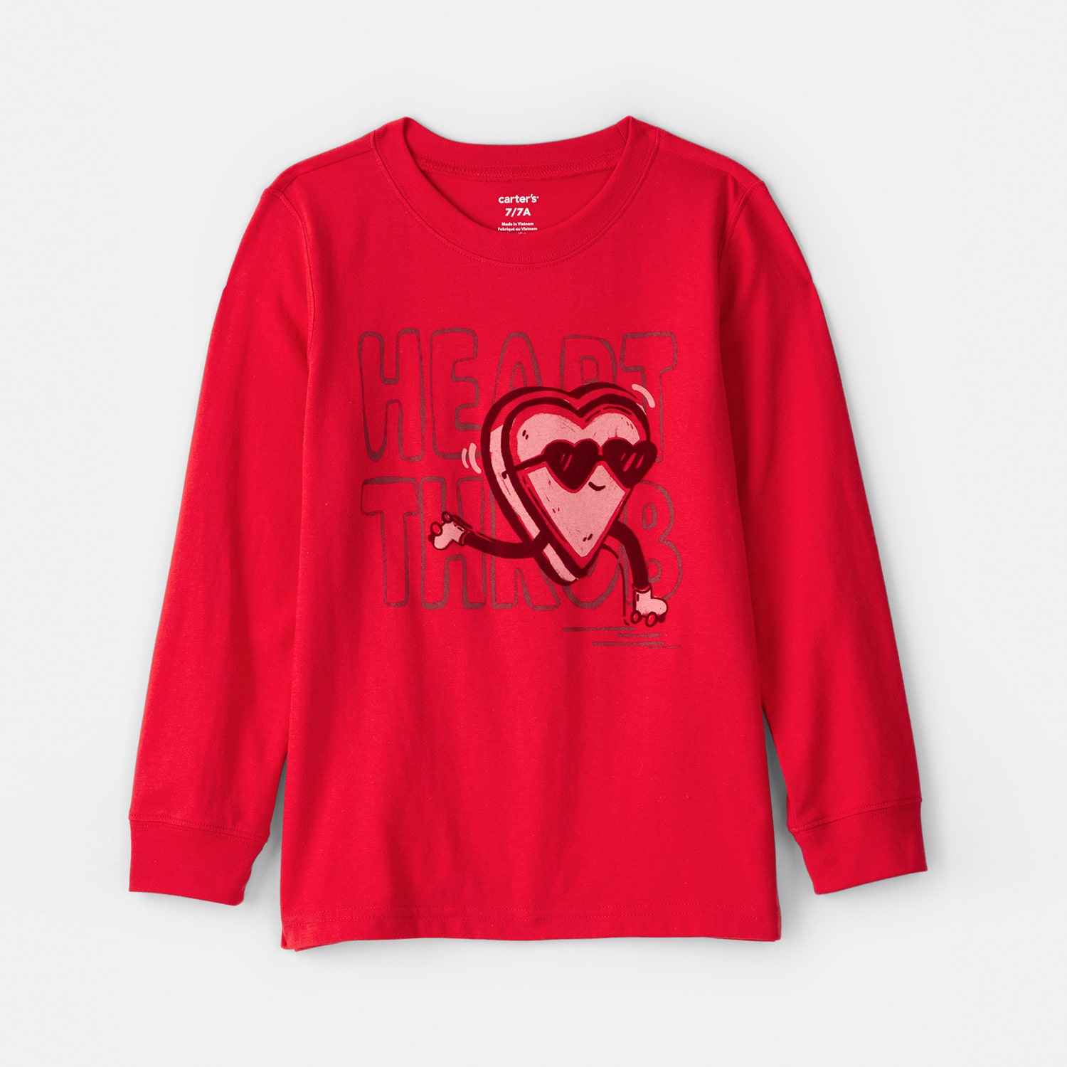 Carter's Valentines Day Little & Big Kid Boys Round Neck Long Sleeve Regular Fit Graphic T-Shirt