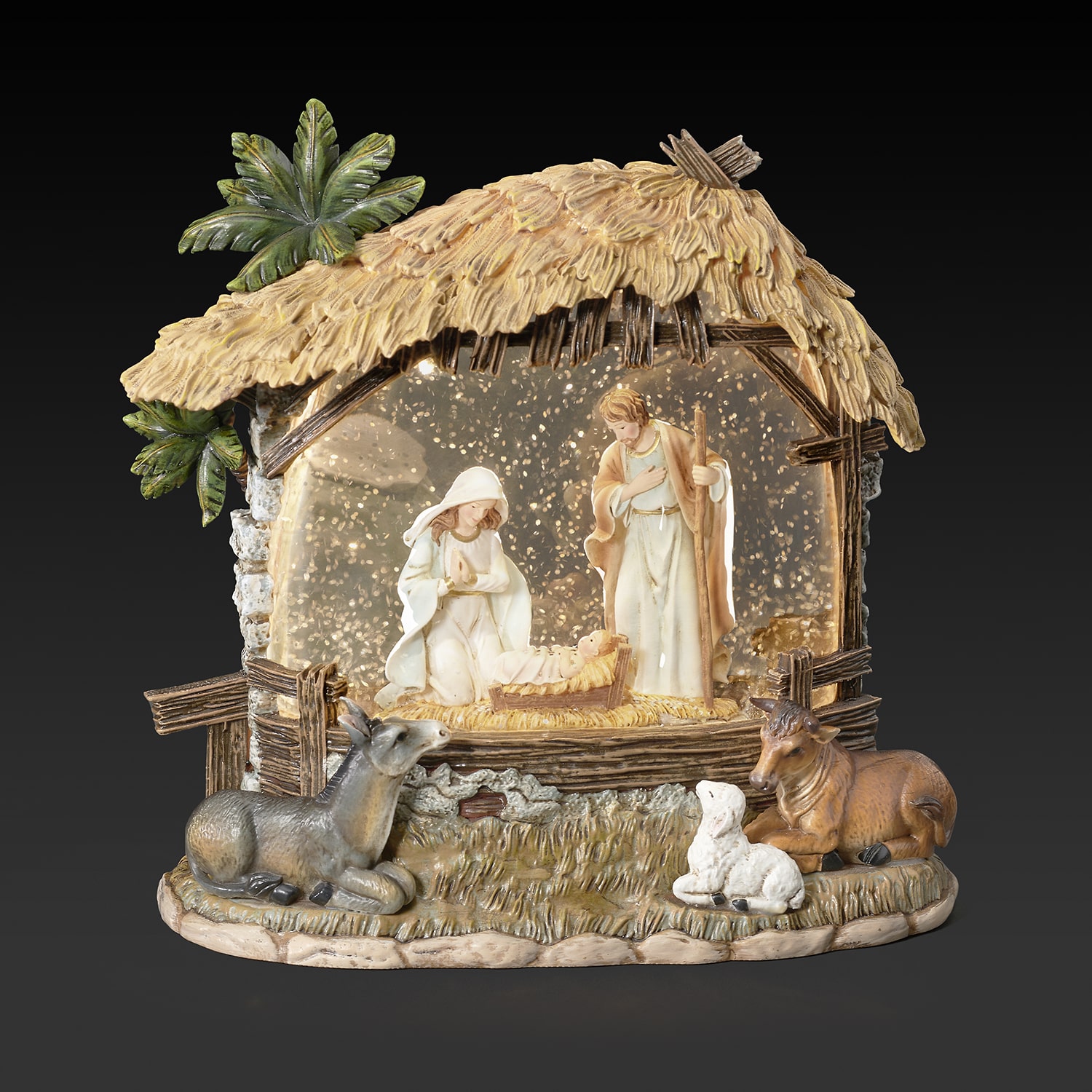 Roman 8"H Lighted Swirl Holy Family Christmas Tabletop Decor