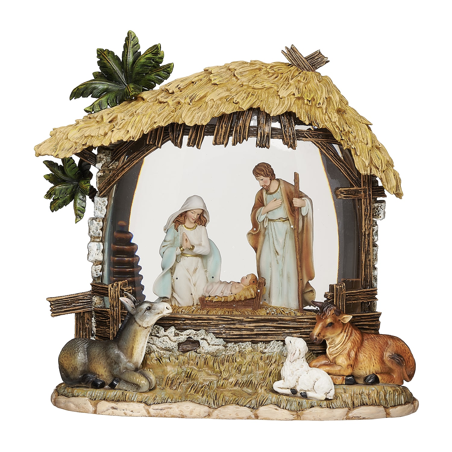 Roman 8"H Lighted Swirl Holy Family Christmas Tabletop Decor