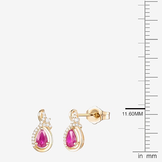 (J-K/I2-I3) Womens Gemstone and 1/10 CT. T.W. Natural Diamond 10K Gold Pear Drop Earrings