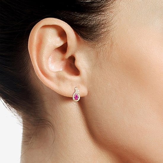 (J-K/I2-I3) Womens Gemstone and 1/10 CT. T.W. Natural Diamond 10K Gold Pear Drop Earrings
