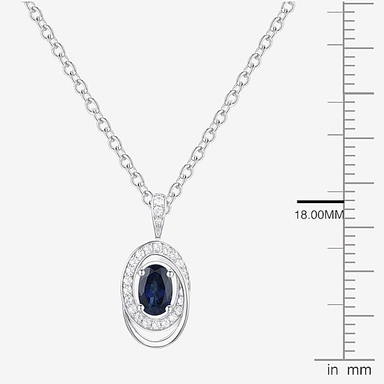 (I-J/I2-I3) Womens 1/10 CT. T.W. Genuine Blue Sapphire 10K Gold Oval 18 Inch Pendant Necklace