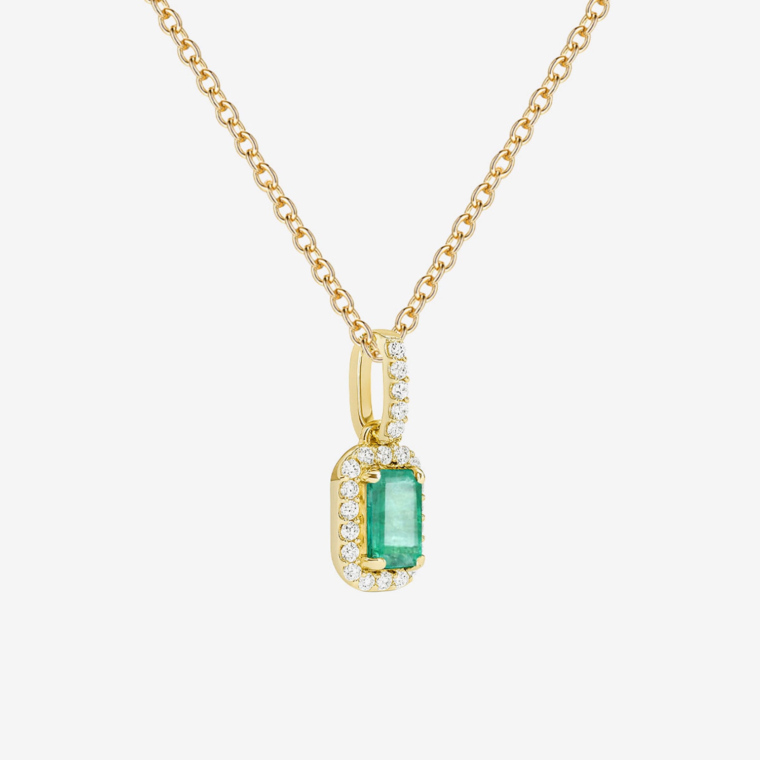(J-K/I2-I3) Womens 1/6 CT. T.W. Genuine Green Emerald 10K Gold 18 Inch Pendant Necklace