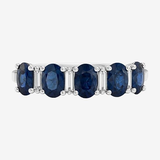 (I-J/I2-I3) Womens 1/10 CT. T.W. Genuine Blue Sapphire 10K Gold Band