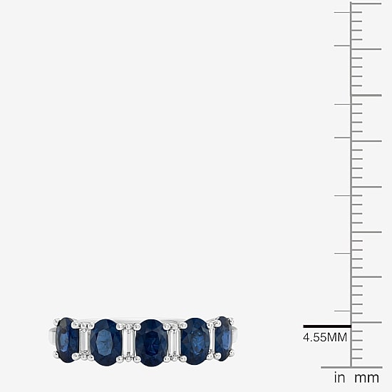 (I-J/I2-I3) Womens 1/10 CT. T.W. Genuine Blue Sapphire 10K Gold Band