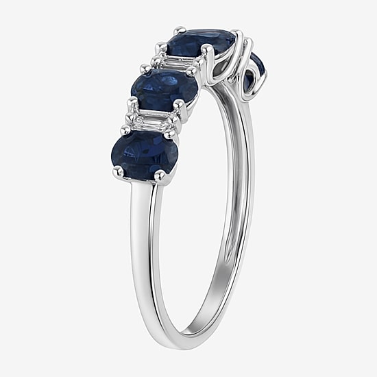 (I-J/I2-I3) Womens 1/10 CT. T.W. Genuine Blue Sapphire 10K Gold Band