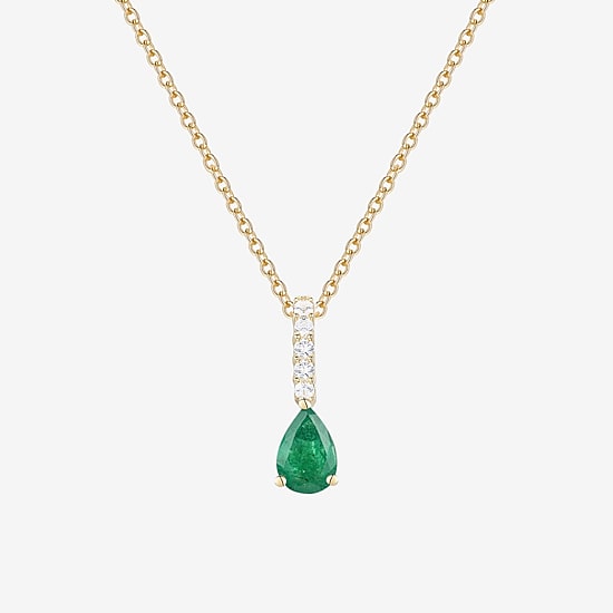 (J-K/I2-I3) Womens Diamond Accent & Gemstone 10K Gold Pear 18 Inch Pendant Necklace