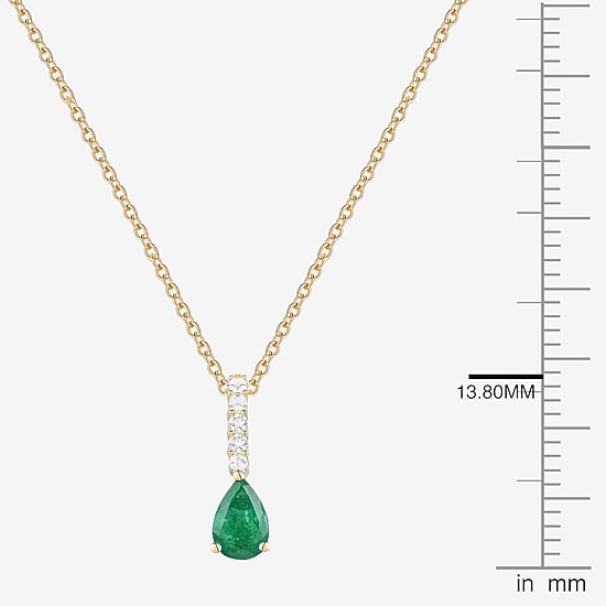 (J-K/I2-I3) Womens Diamond Accent & Gemstone 10K Gold Pear 18 Inch Pendant Necklace