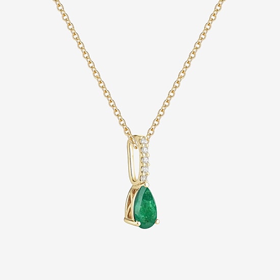 (J-K/I2-I3) Womens Diamond Accent & Gemstone 10K Gold Pear 18 Inch Pendant Necklace