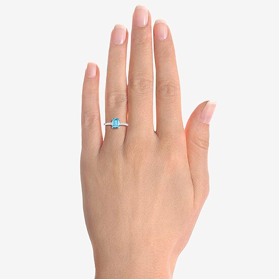 (J-K/I2-I3) Womens 1/10 CT. T.W. Genuine Blue Topaz 10K Gold Side Stone Cocktail Ring