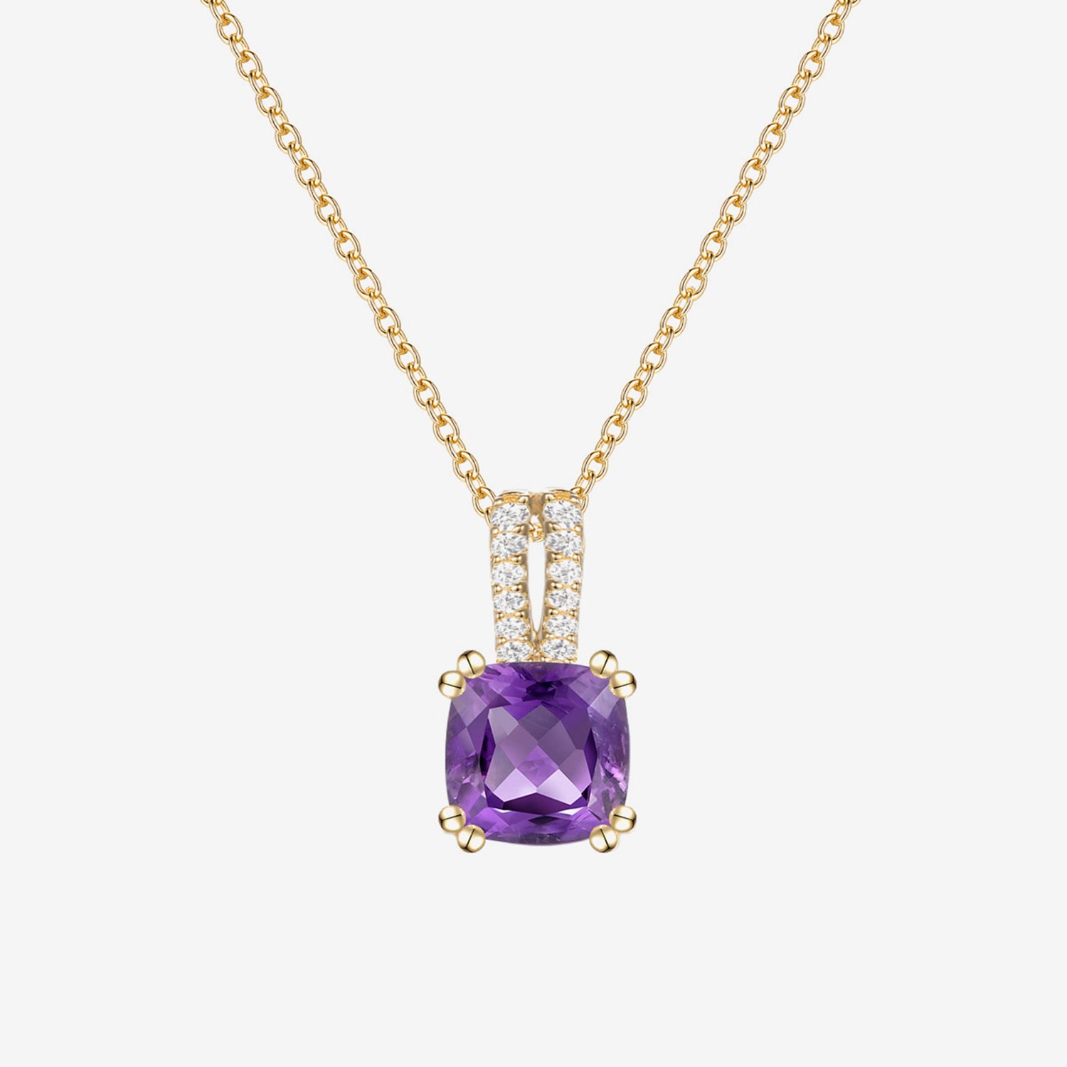(I-J/I2-I3) Womens Diamond Accent and Gemstone 10K Gold Cushion 18 Inch Pendant Necklace