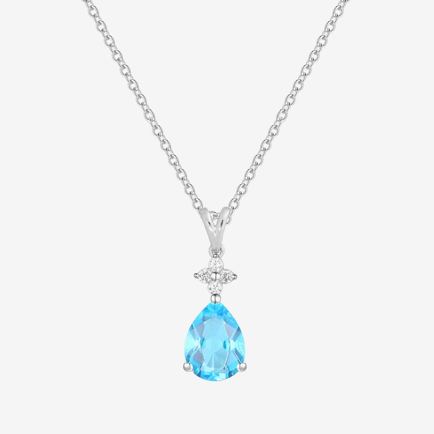 (I-J/I2-I3) Womens 1/10 CT. T.W. Natural Diamond and Gemstone 10K Gold Pear 18 Inch Pendant Necklace