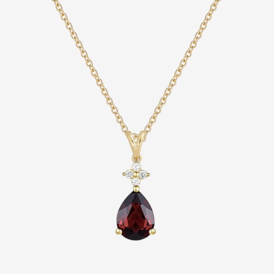 (I-J/I2-I3) Womens 1/10 CT. T.W. Natural Diamond and Gemstone 10K Gold Pear 18 Inch Pendant Necklace