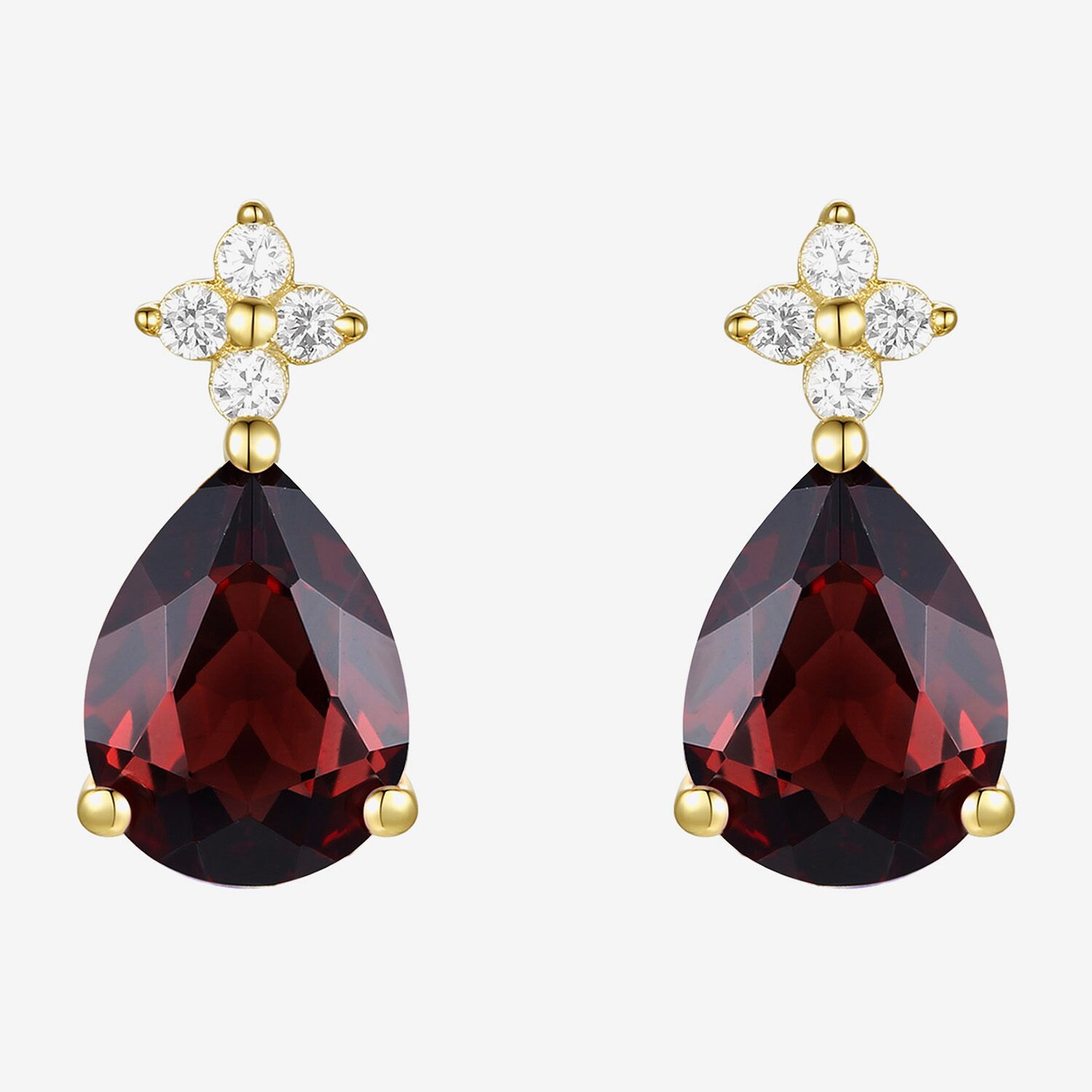 (I-J/I2-I3) Womens 1/10 CT. T.W. Genuine Red Garnet 10K Gold Pear Drop Earrings