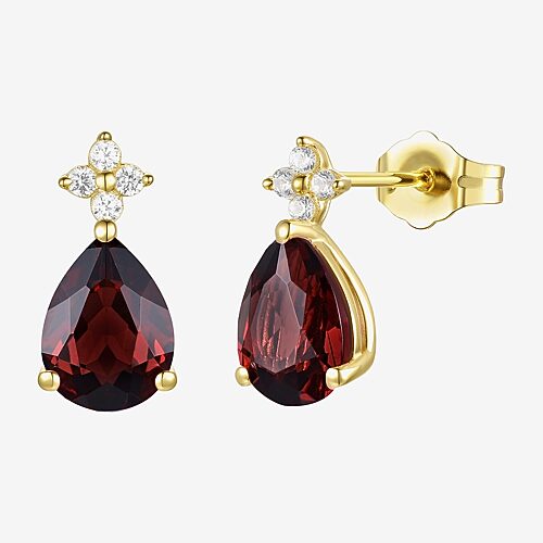 (I-J/I2-I3) Womens 1/10 CT. T.W. Genuine Red Garnet 10K Gold Pear Drop Earrings, One Size, Red