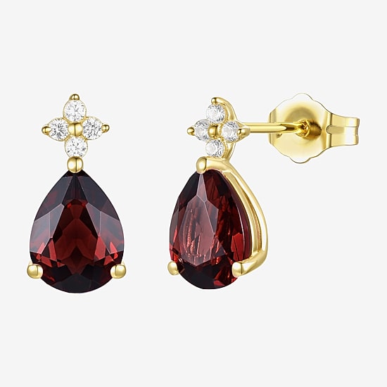 (I-J/I2-I3) Womens 1/10 CT. T.W. Genuine Red Garnet 10K Gold Pear Drop Earrings