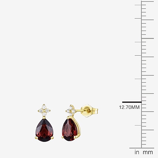 (I-J/I2-I3) Womens 1/10 CT. T.W. Genuine Red Garnet 10K Gold Pear Drop Earrings