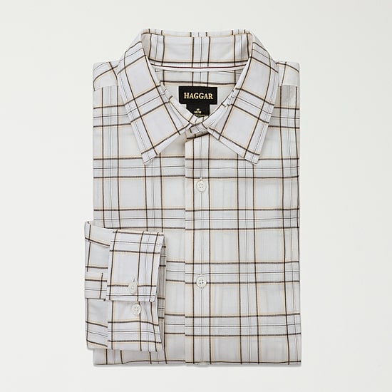 Haggar Performance Mens Long Sleeve Slim Fit Button-Down Shirt