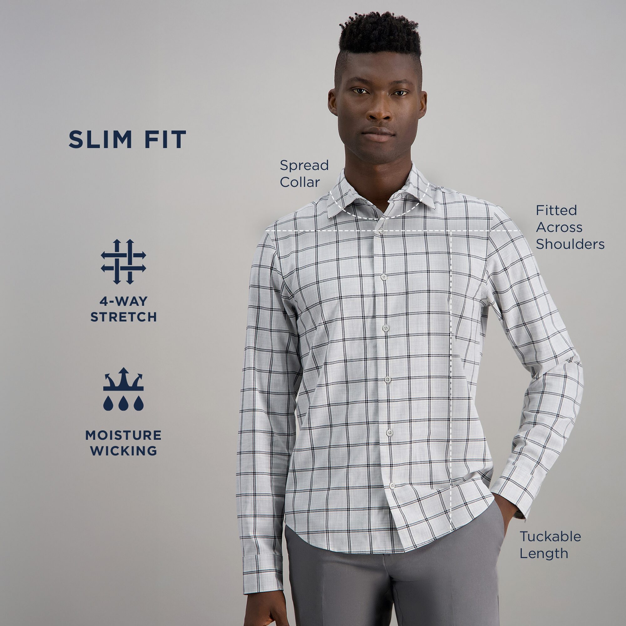 Haggar Performance Mens Long Sleeve Slim Fit Button-Down Shirt