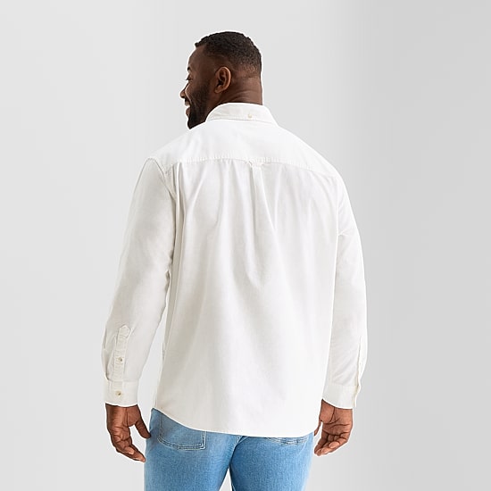 mutual weave Washed Oxford Mens Long Sleeve Classic Fit Big and Tall Button-Down Shirt