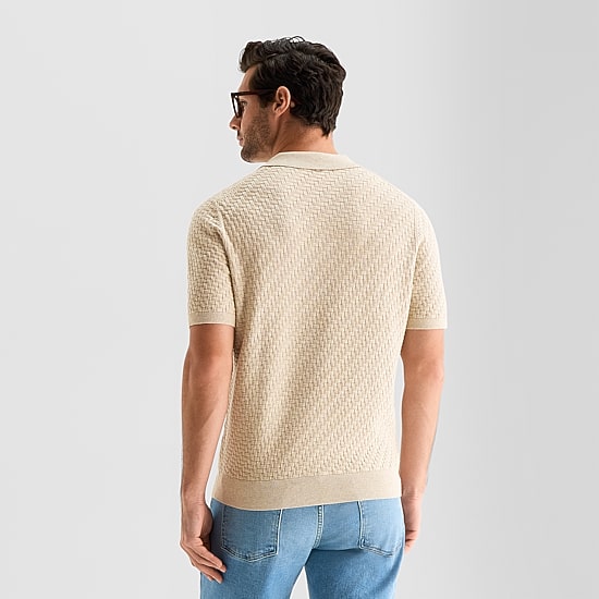 mutual weave Interwoven Mens Short Sleeve Button Polo Sweater