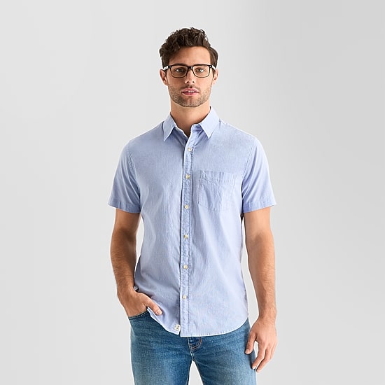 mutual weave Mens Short Sleeve Regular Fit Button-Down Shirt