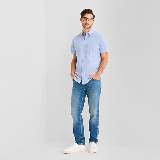 mutual weave Mens Short Sleeve Regular Fit Button-Down Shirt